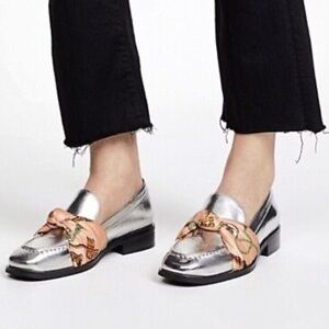 Jeffrey Campbell Silver Bolero Scarf Loafers